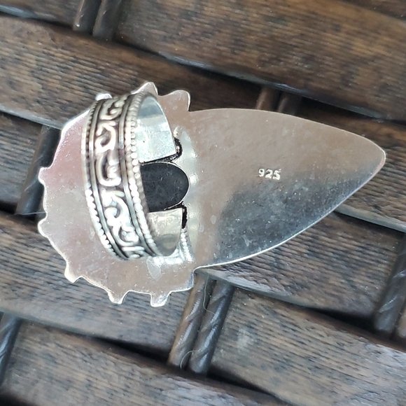 New Unique Oversized Blue Titanium Druzy 925 Silver Statement Ring. - Picture 14 of 16